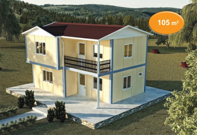 105m2 iki katlı prefabrik villa