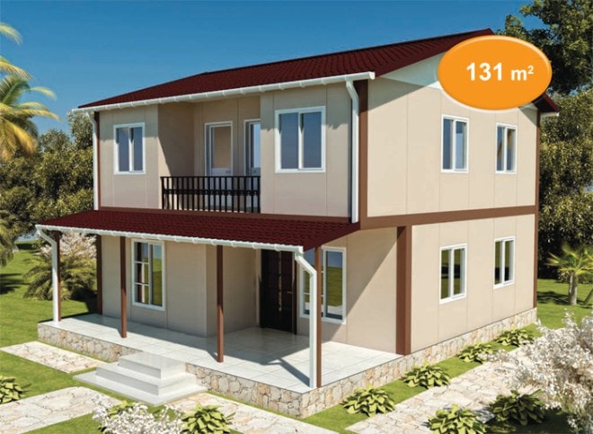131m2 iki katlı prefabrik villa