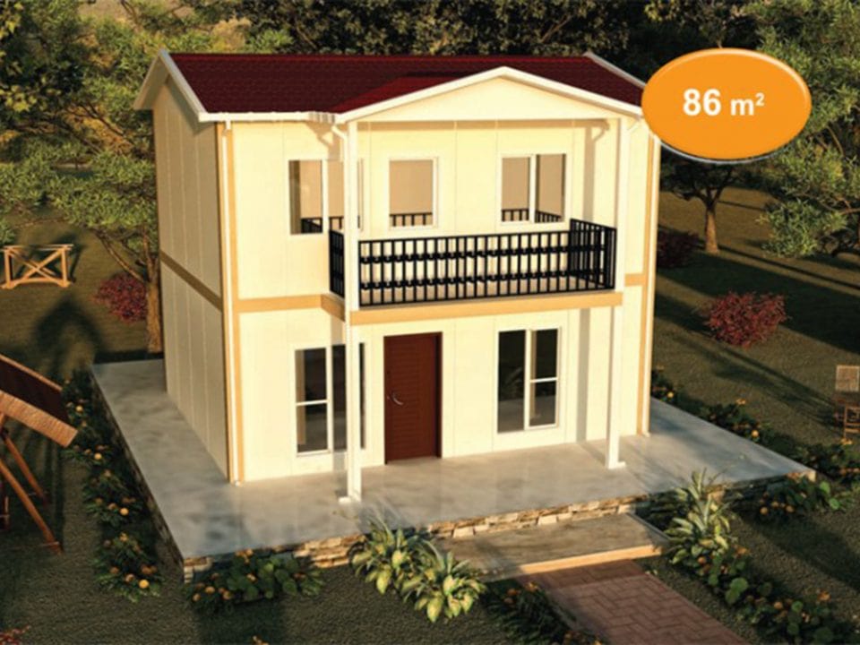 86m2 çift katlı prefabrik villa